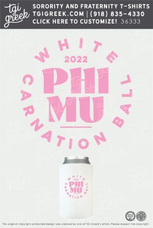 Phi Mu – USAL White Carnation Koozie