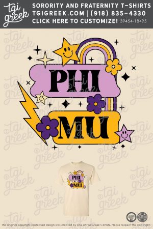 Customizable Phi Mu Omega T-Shirt Design with Rainbow