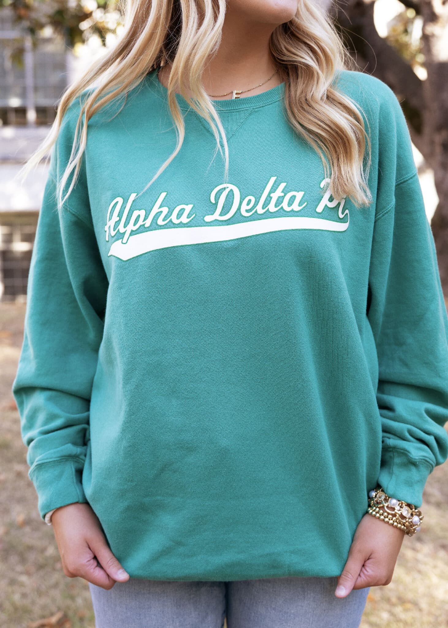 Sorority varsity crewneck tgi greek