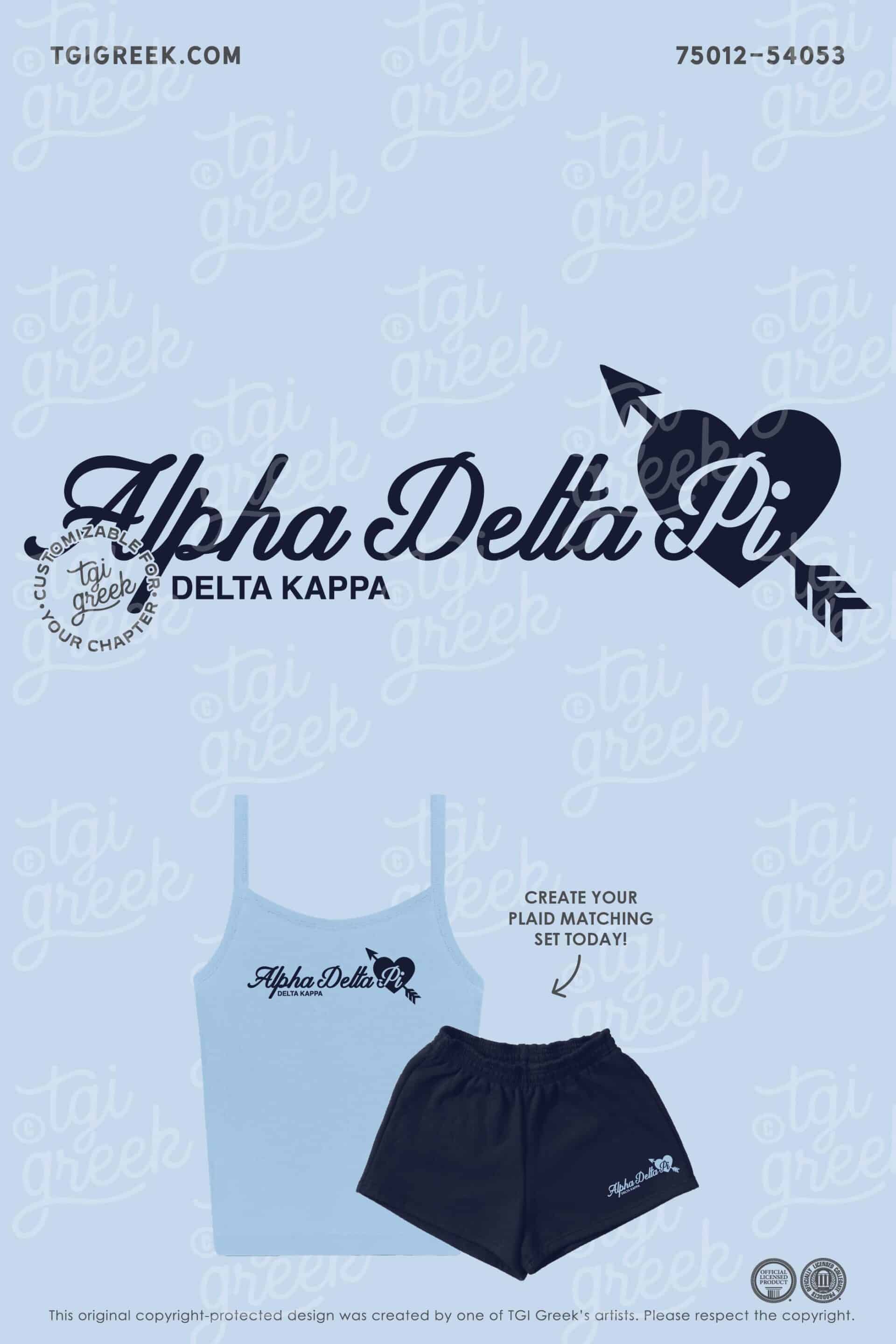 Penn State ADPi PR Tank Top and Shorts Matching Sorority Set