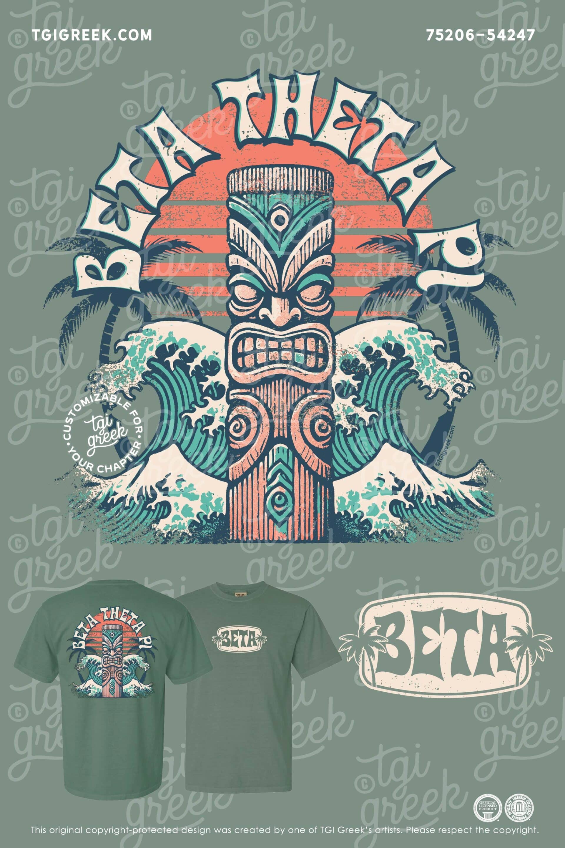 Oklahoma State University Beta Theta Pi Tropical Beach PR Shirt with Waves
