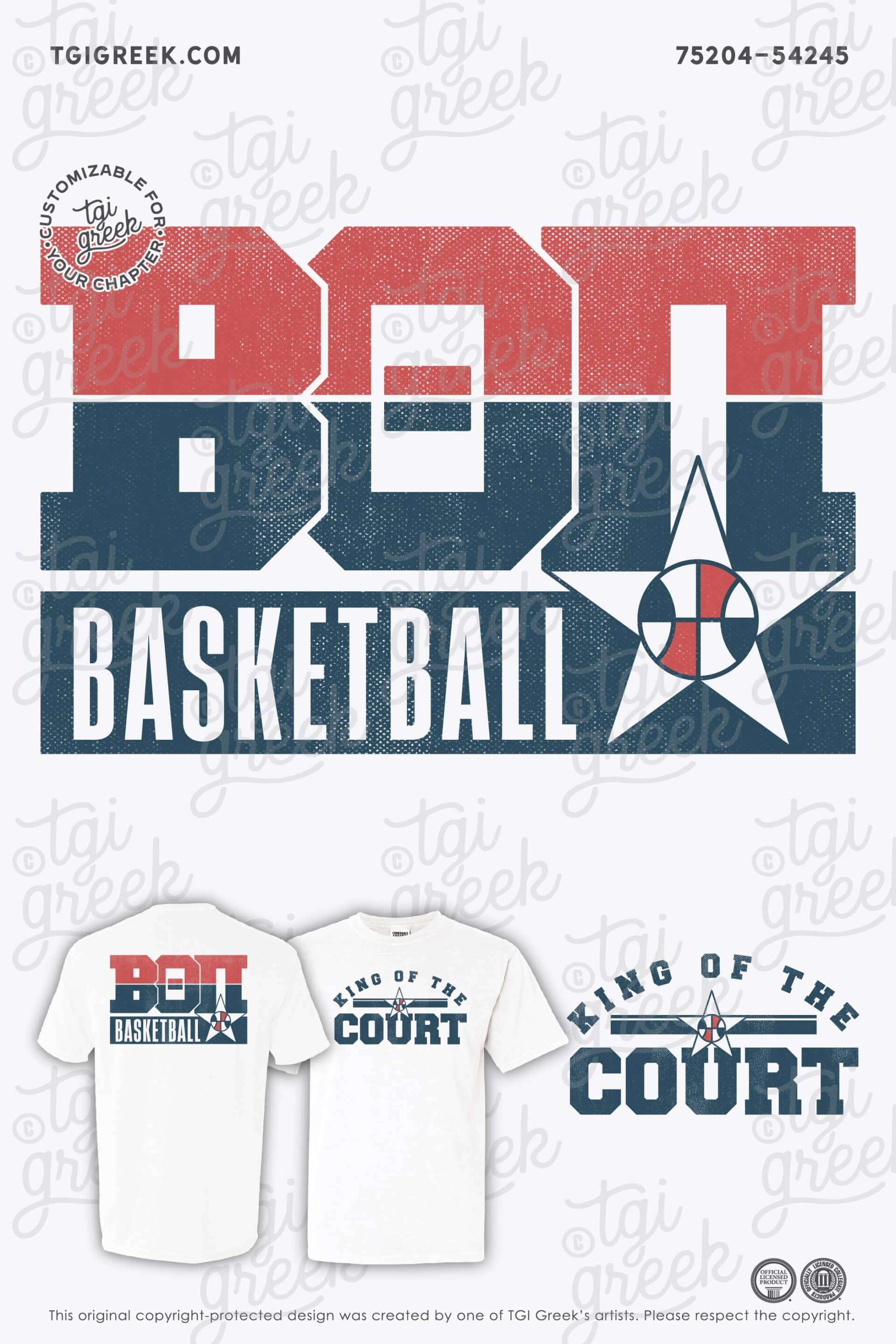 Oklahoma State University Beta Theta Pi Basketball PR shirt with Red White and Blue Text and Star