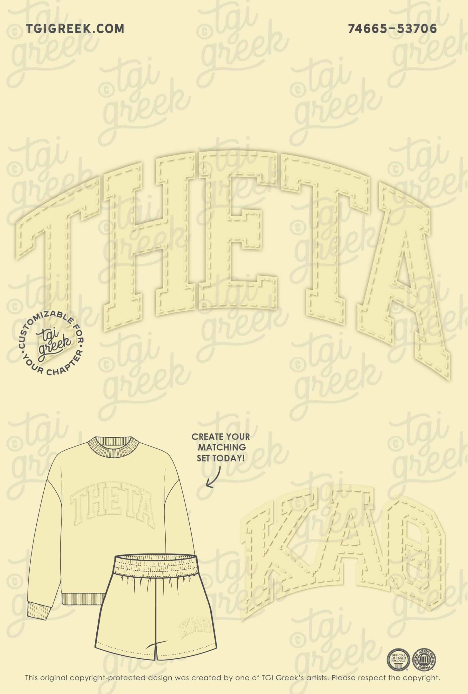 University of Oklahoma Theta Yellow PR Crewneck Sweatshirt Matching Set Top