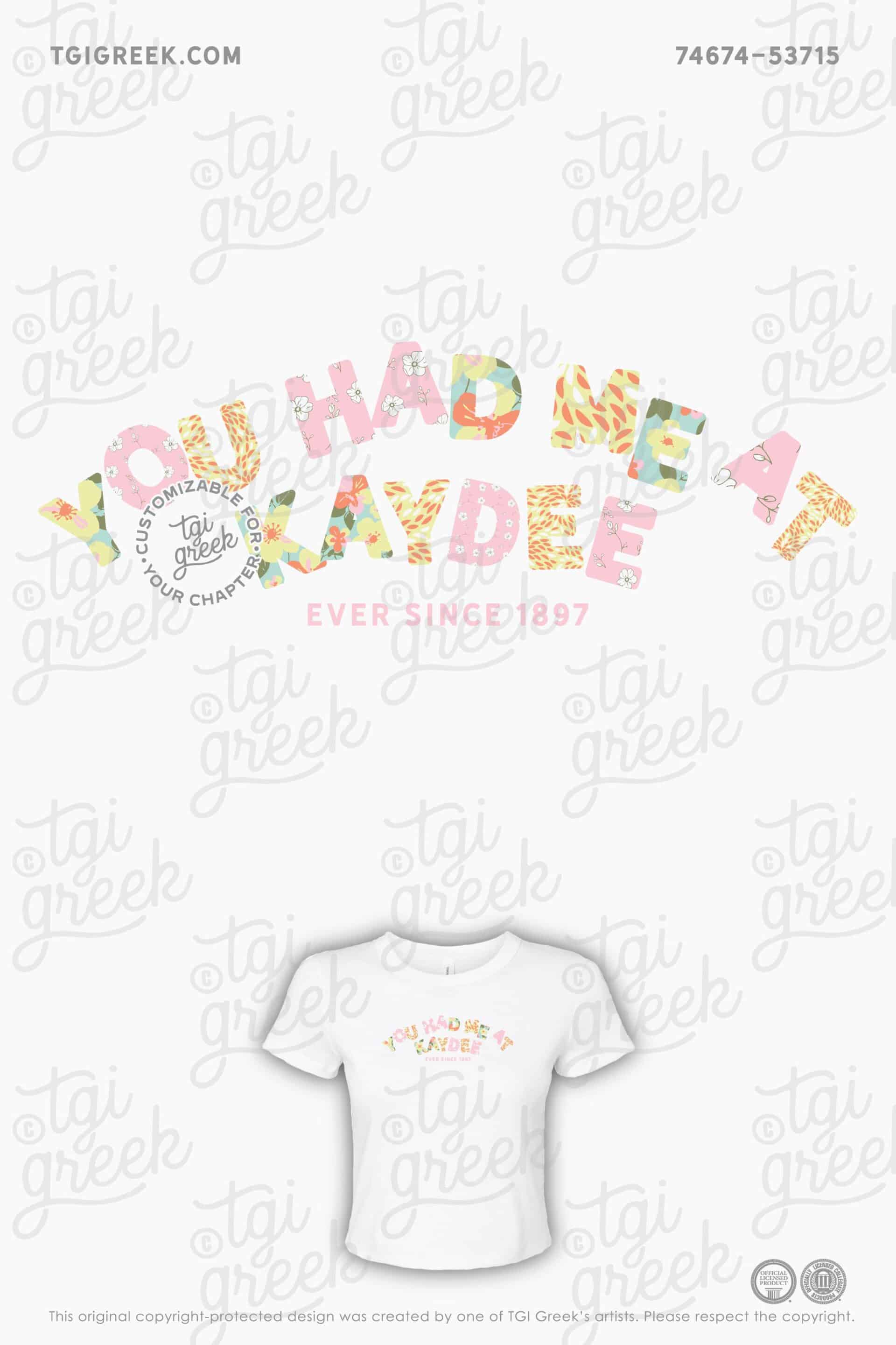 Old Dominion University Kappa Delta FDOC Baby Rib Cropped Tee You had me at Kaydee