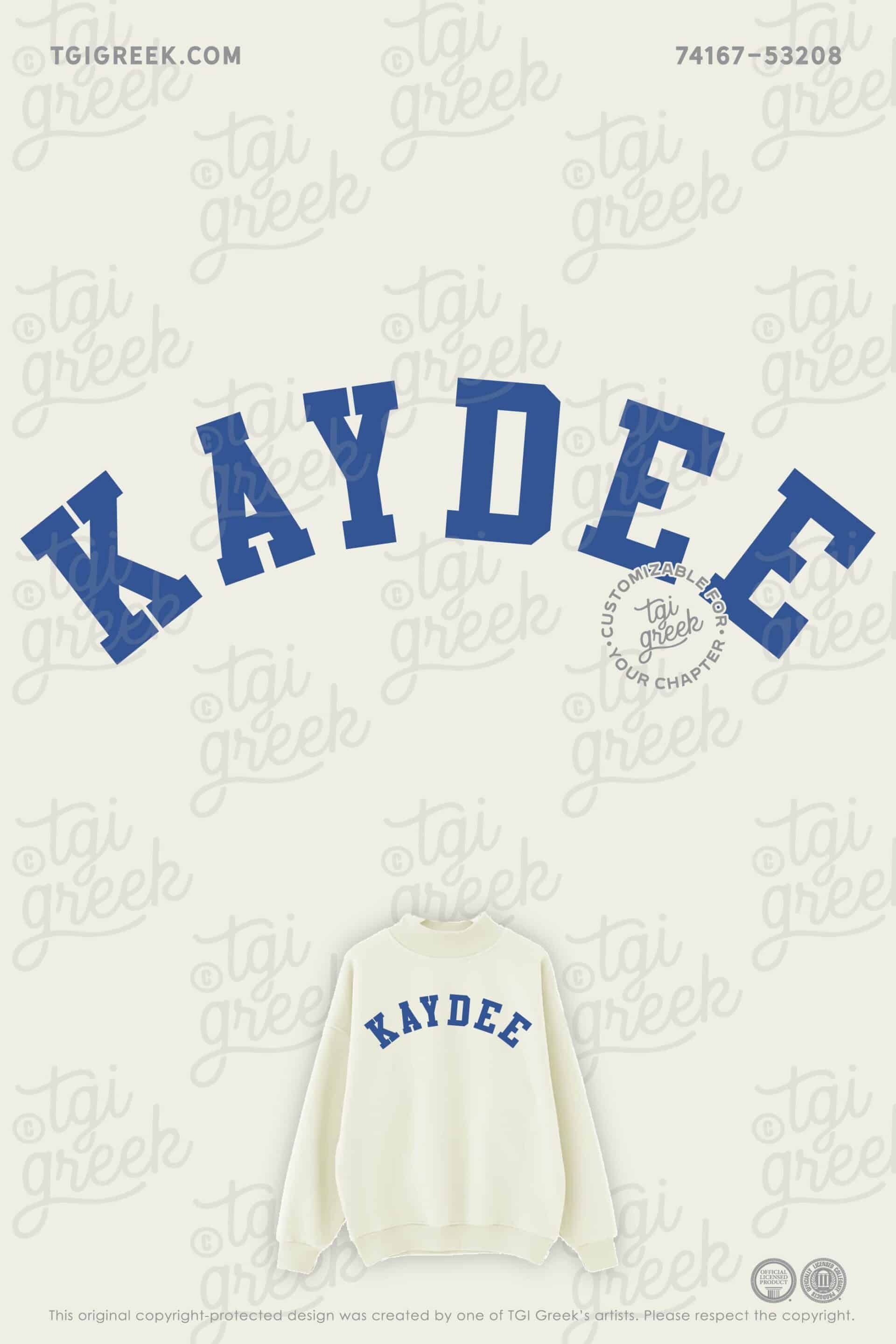 Texas Tech Kappa Delta Kaydee MockNeck Sweatshirt with Block Letters Ivory and Blue
