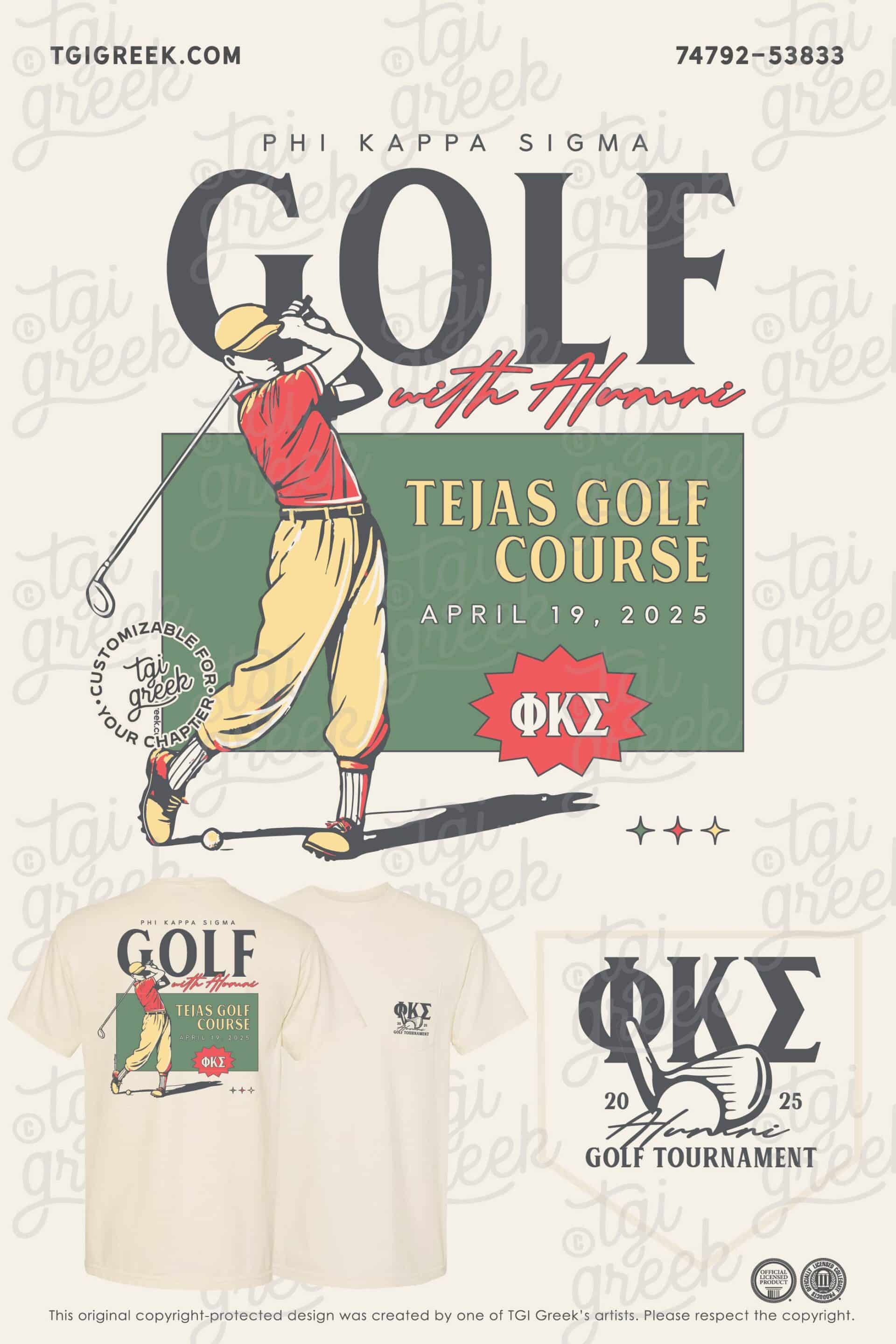 Phi Kappa Sigma Golf With Alumni Golf Tournament Shirt