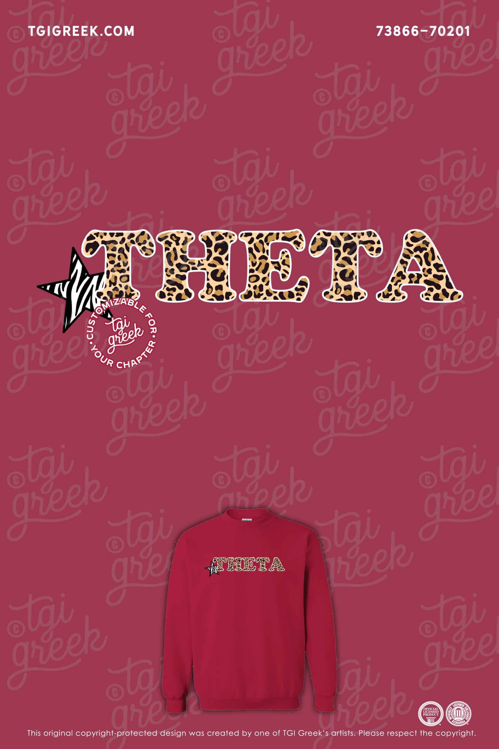 Theta Sorority PR Crewneck Sweatshirt with Leopard Print and Zebra Print