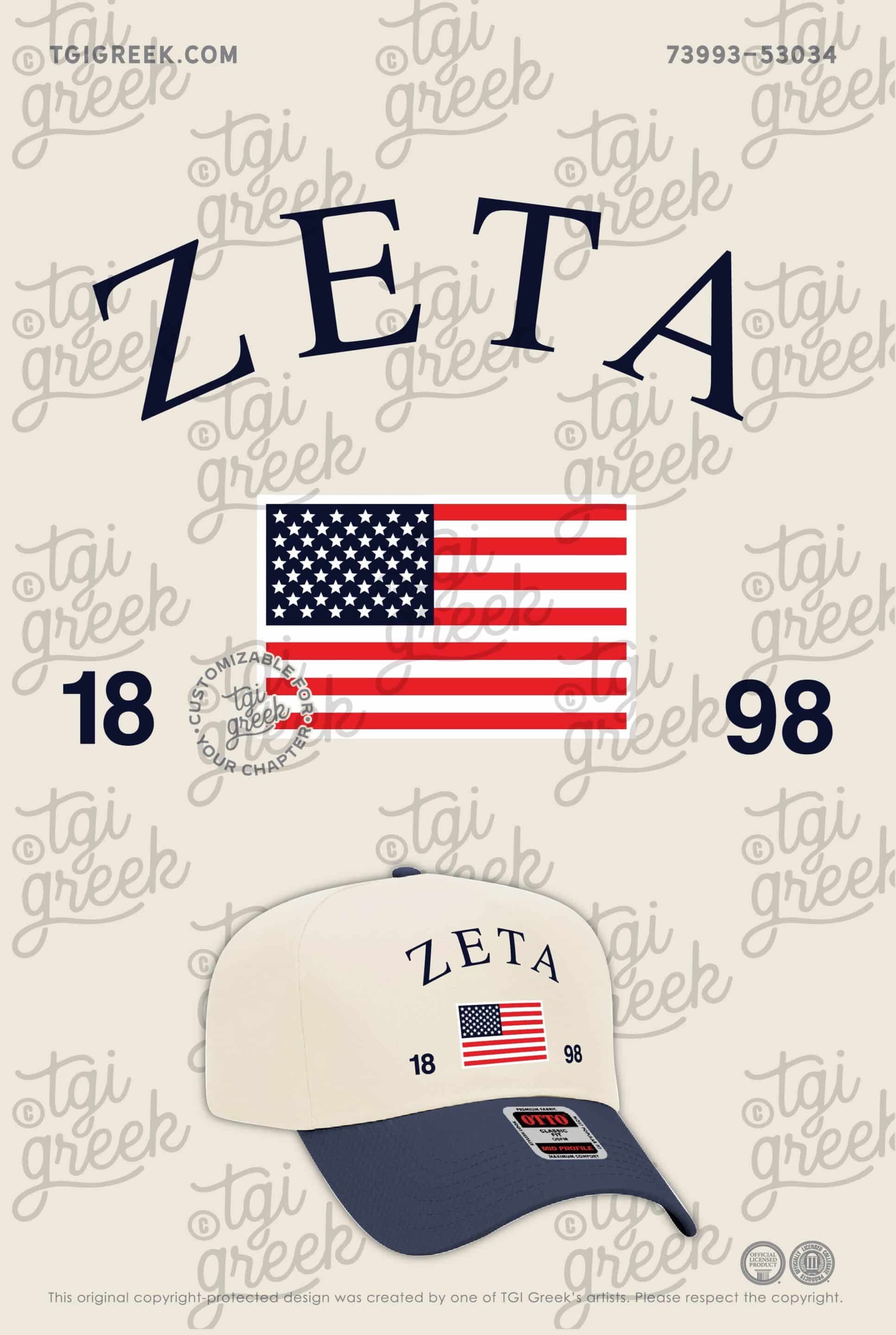 University of South Florida Zeta Tau Alpha Executive Hat with American Flag and 1898