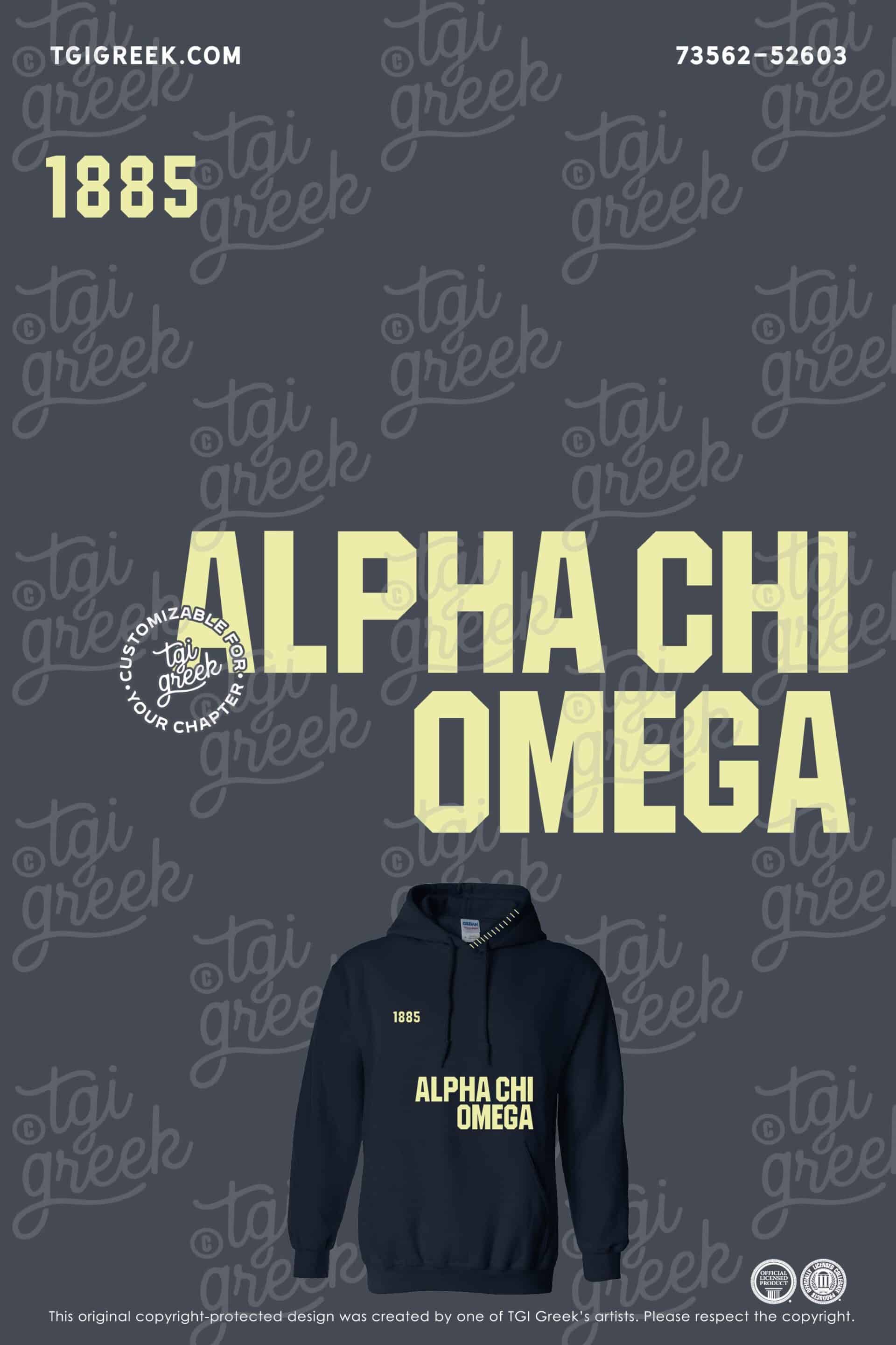 PR Hoodie custom design for Alpha Chi Omega with a stitch look