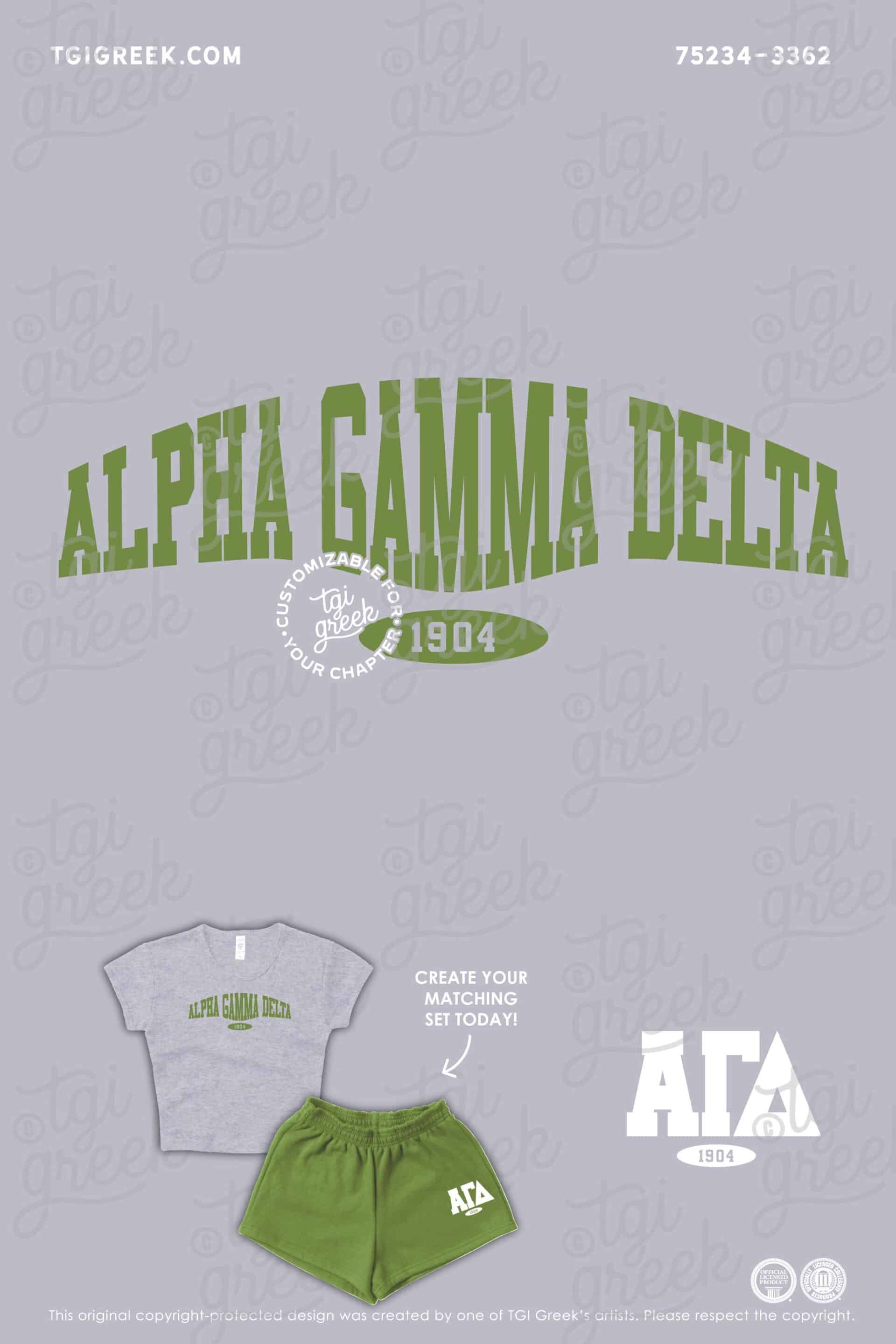 Matching set for Alpha Gamma Delta PR Week. Cropped Baby Tee and Sweat Shorts